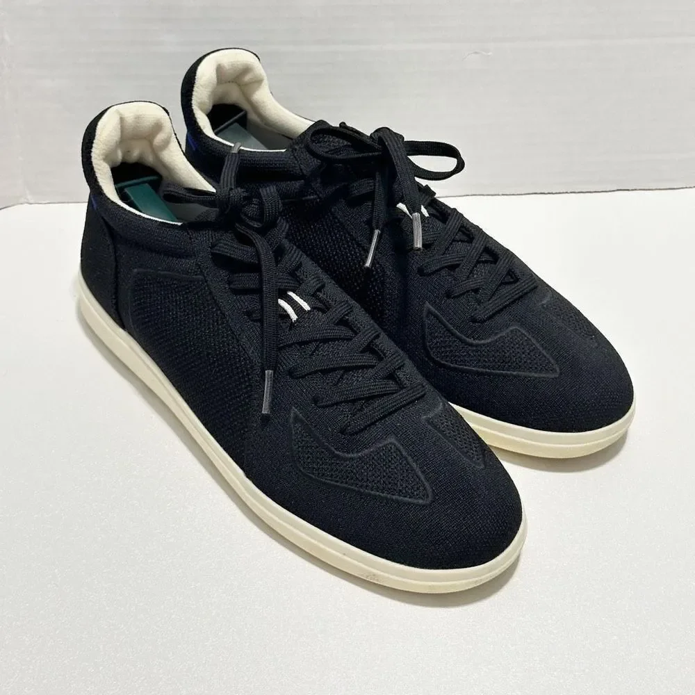 Rothy's Men's The RS01 Lace Up Knit Sneakers Black White Soles Size 10‎